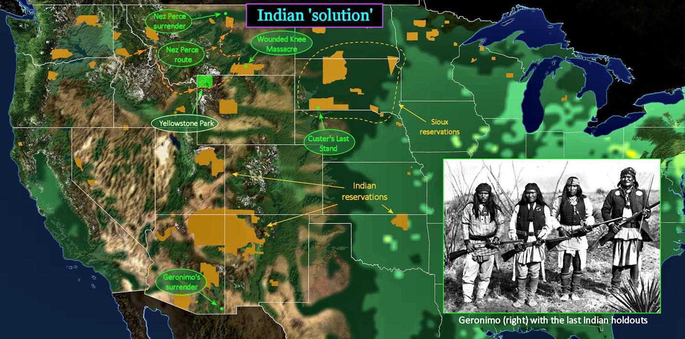 Custer, Chief Joseph Indian Wars, 1870s map